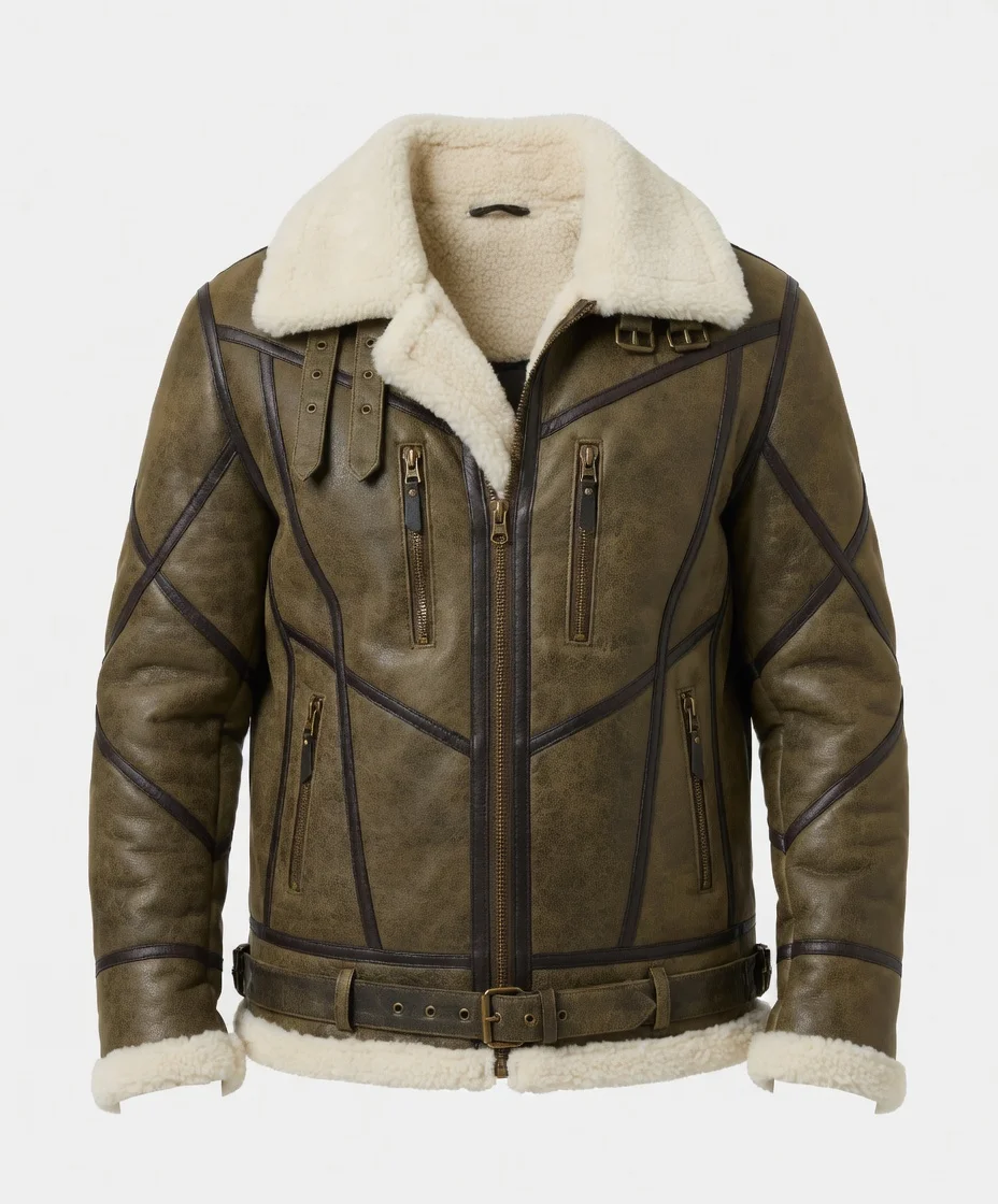 xavier b3 distress brown raf genuine fur bomber jacket