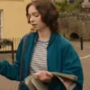 A Good Girls Guide to Murder Emma Myers Blue Bomber Jacket