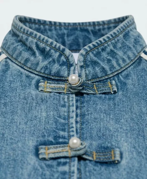 Adidas CNY Exclusive Denim Jacket front collar