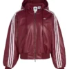 Adidas Originals FW25 Wine Red Leather Jacket