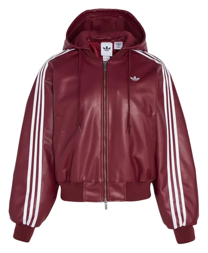 Adidas Originals FW25 Wine Red Leather Jacket