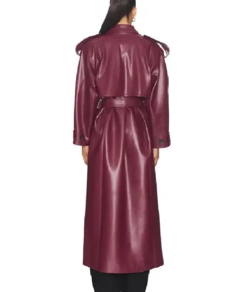 Anne Hathaway Movie The Devil Wears Prada 2026 Andy Sachs Burgundy Leather Long Coat
