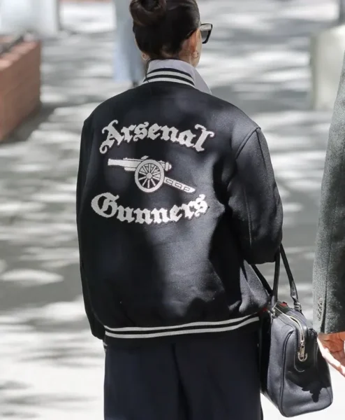 Arsenal Gunners Anne Hathaway Black Varsity Jacket