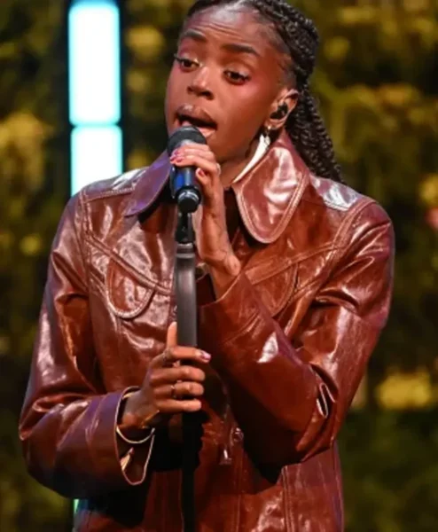 BAFTA Awards 2026 Cat Burns Brown Jacket Front