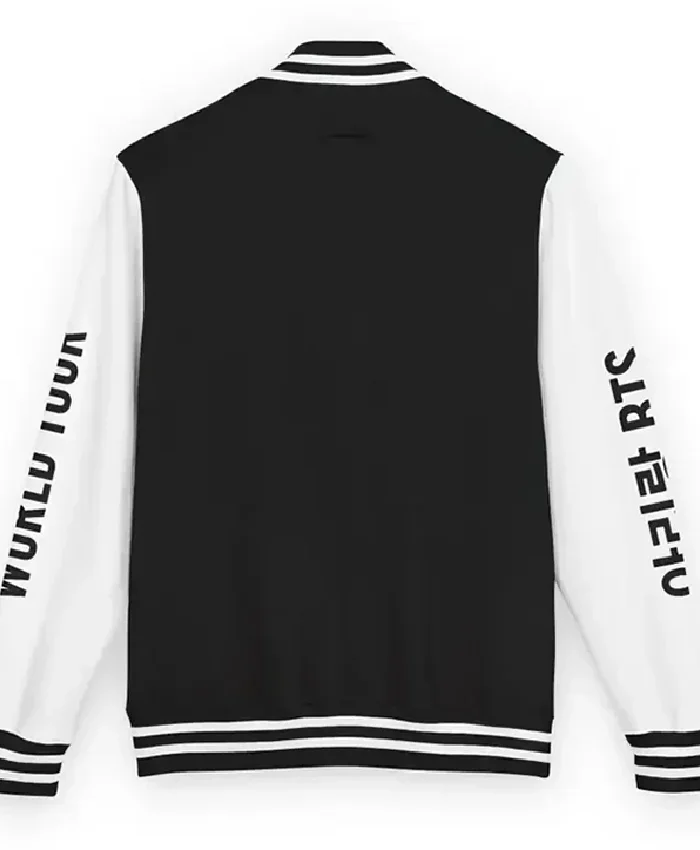 BTS Arirang World Tour Black and White Wool Varsity Jacket