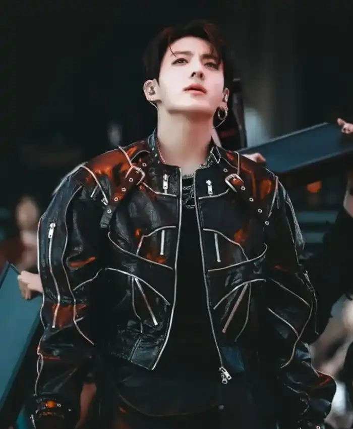 BTS World Tour Stanford 2026 Jungkook Biker Black Jacket