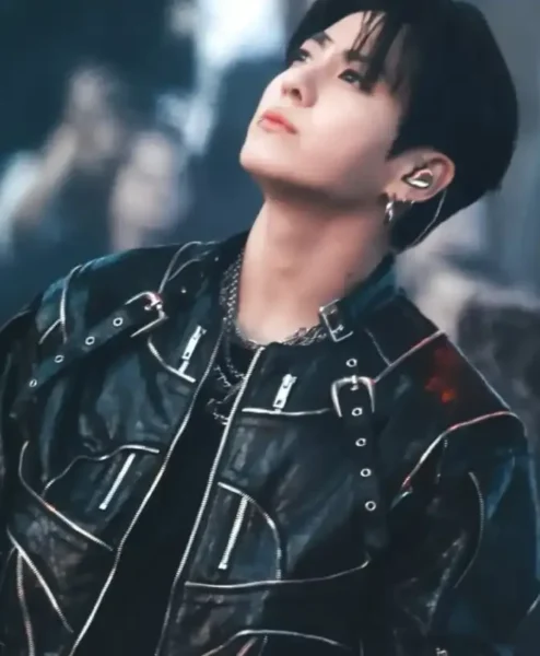 BTS World Tour Stanford 2026 Jungkook Black Biker Jacket