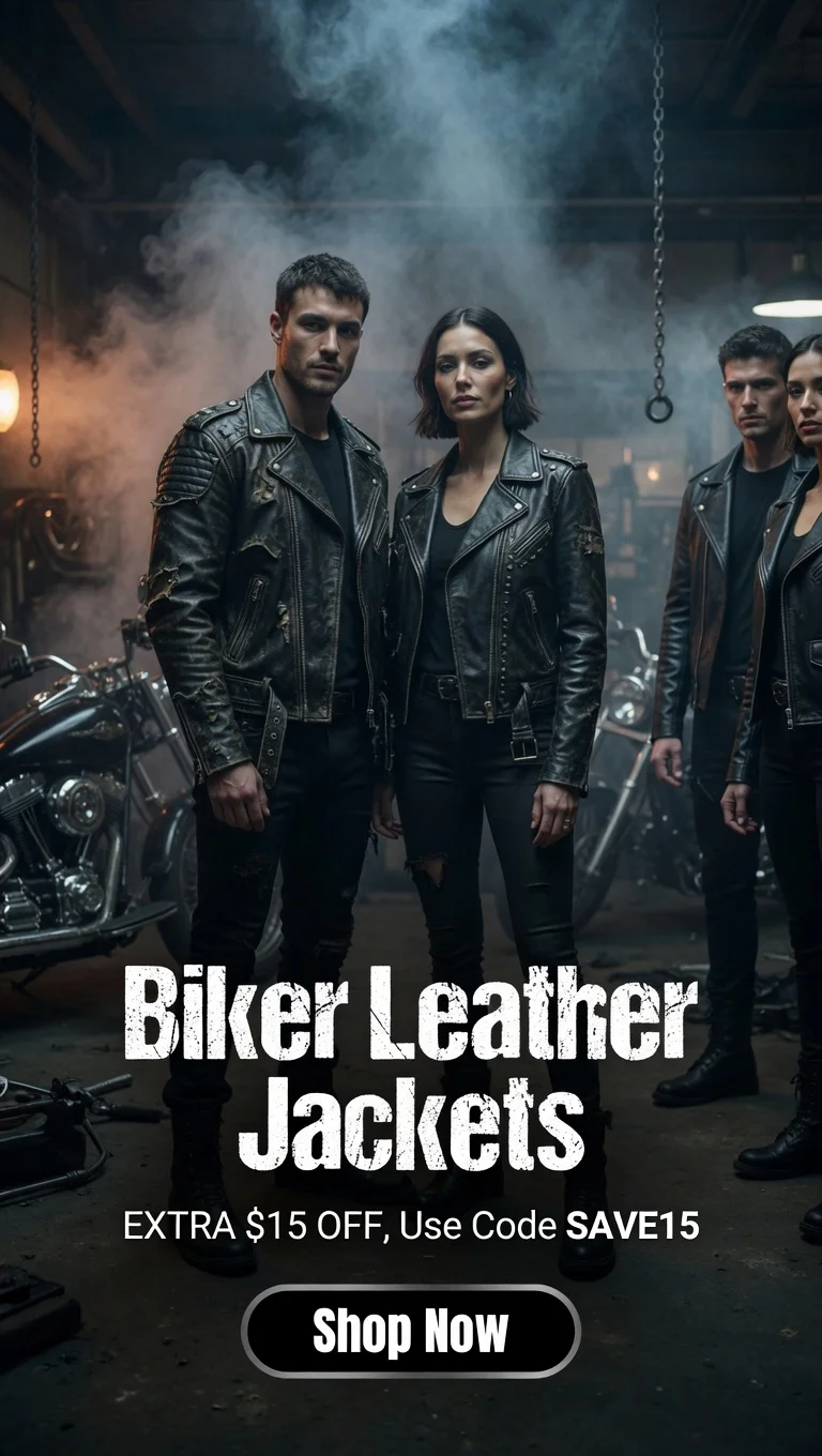 Biker leather jackets banner mobile