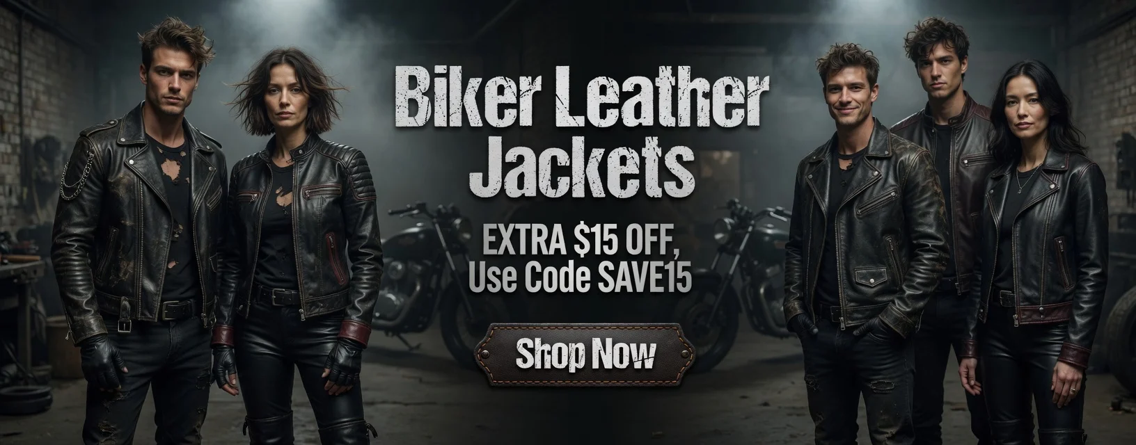Biker leather jackets banner