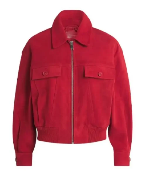Buy Aimee Lou Saturday Night Live UK 2026 Red Suede Collared Suede Jacket For Men and Women