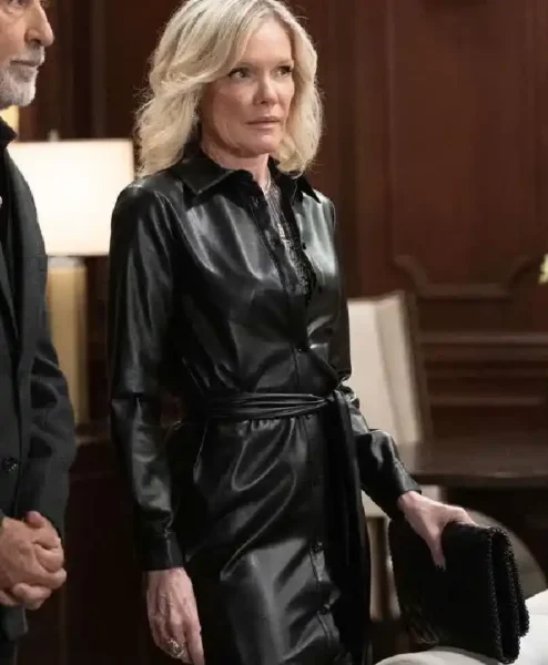 Buy Maura West General Hospital 2026 Ava Jerome Black Leather Trench Coat For Women