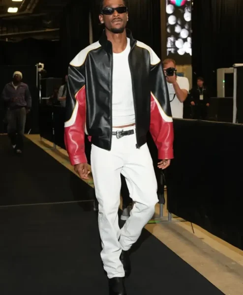 Color Blocked SGA Leather Jacket