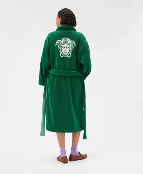 Cotton Terry Green Jacquard Bathrobe