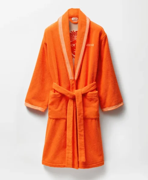 Cotton Terry Orange Jacquard Bathrobe