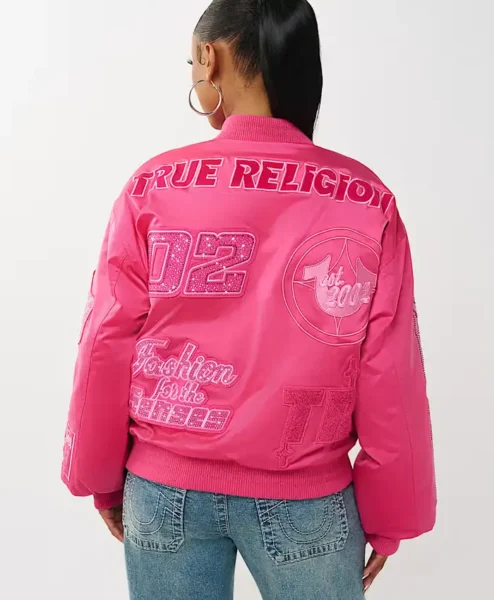 Crystal Logo Boysenberry Bomber Nylon Jacket
