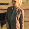 Dutton Ranch 2026 Kelly Reilly Checkered Brown Blazer