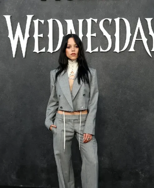 Emmys FYSEE Event 2026 Jenna Ortega Grey Jacket