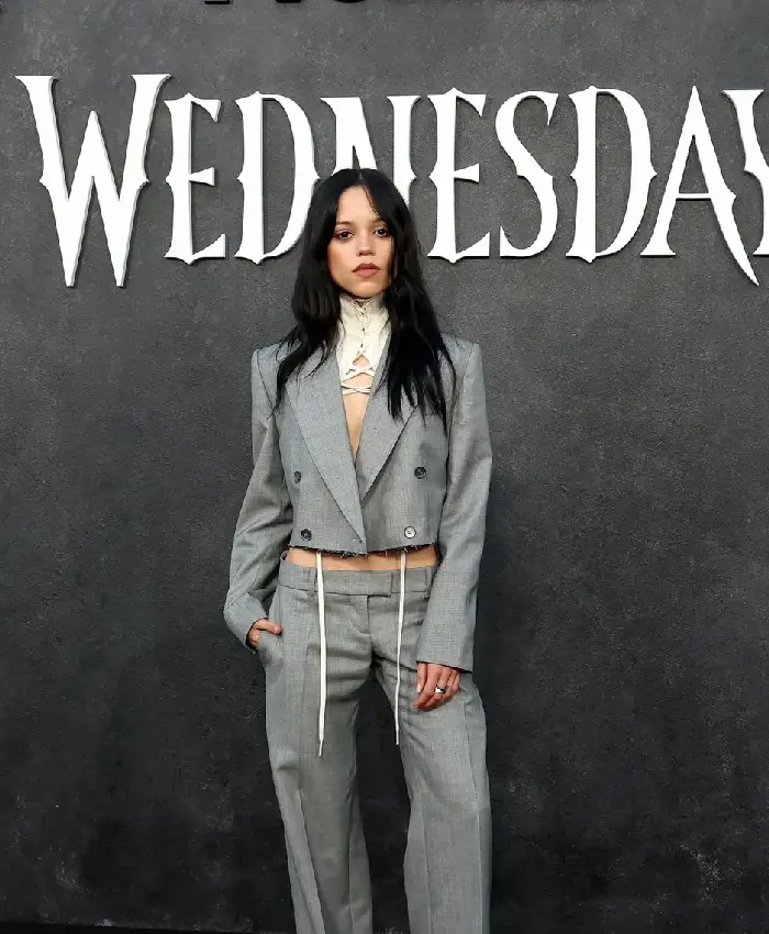 Emmys FYSEE Event 2026 Jenna Ortega Grey Jacket