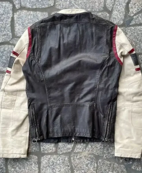 Euphoria S03 Leather Striped Sleeve Jacket Back