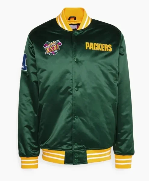 Green Bay Packers Super Bowl XXXI Satin green Jacket