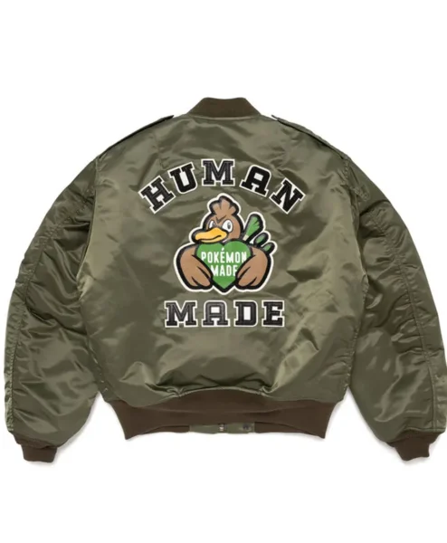 Human Made x Pokemon Made Green Satin Bomber Jacket