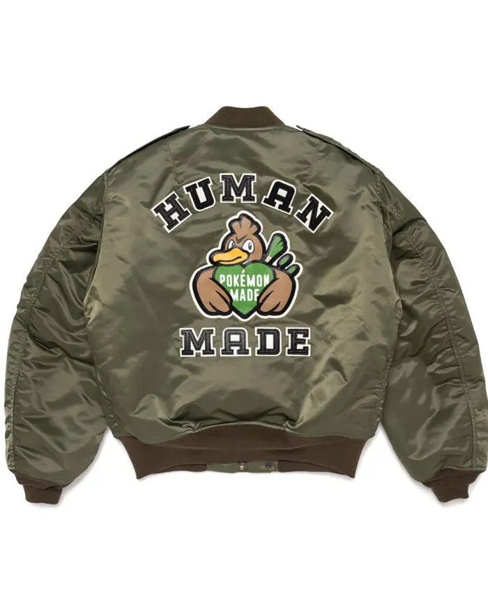 Human Made x Pokemon Made Green Satin Bomber Jacket