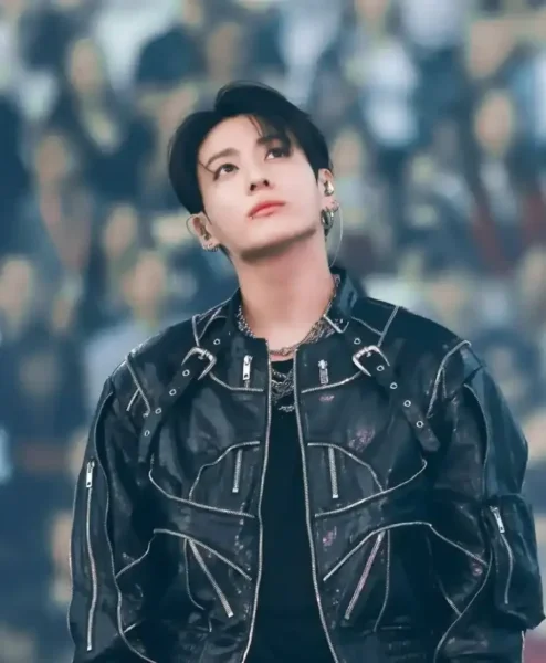 Jungkook BTS World Tour Stanford 2026 Black Biker Jacket