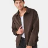 Kmart Suedette Bomber Dark Brown Suede Leather Jacket