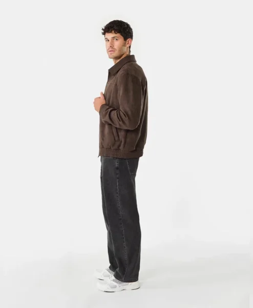 Kmart Suedette Dark Brown Bomber Suede Leather Jacket