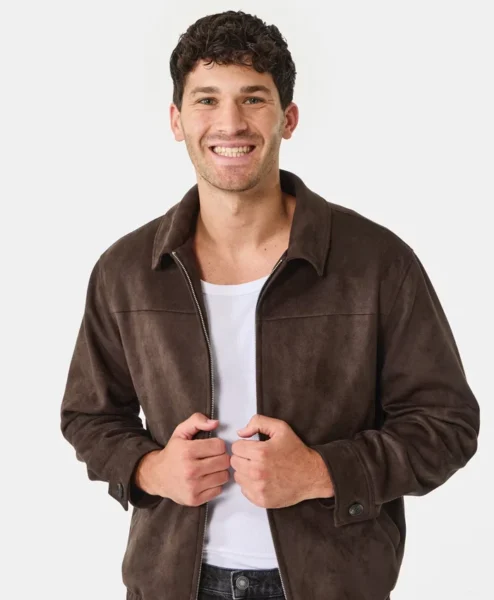 Kmart Suedette Dark Brown Suede Leather Bomber Jacket