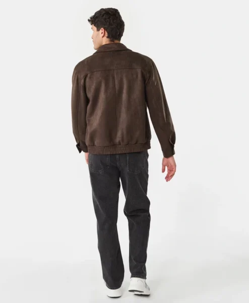 Kmart Suedette Suede Leather Dark Brown Bomber Jacket