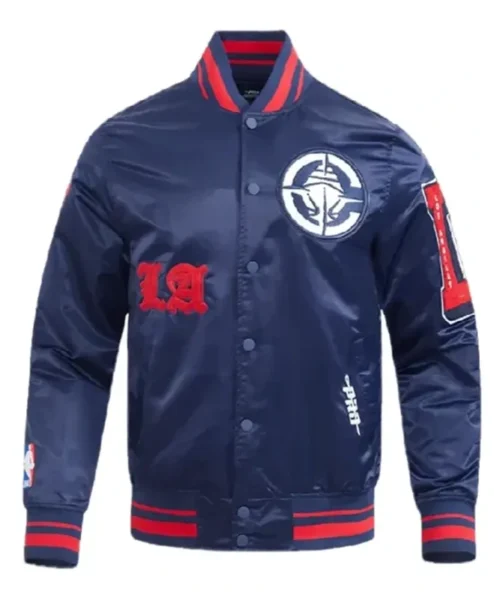 LA Clippers Classic Old English Rib Blue Jacket