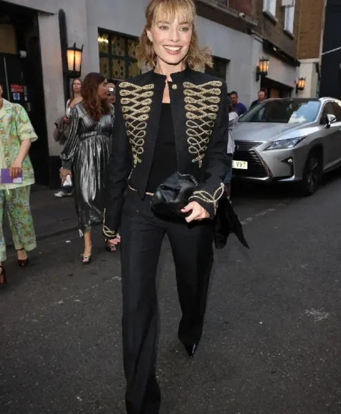 Margot Robbie 2026 Attending the opening night 1536 London Black Military Jacket