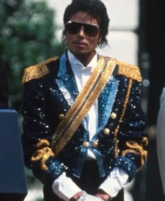Michael Jaafar Jackson Sequin Blue Jacket