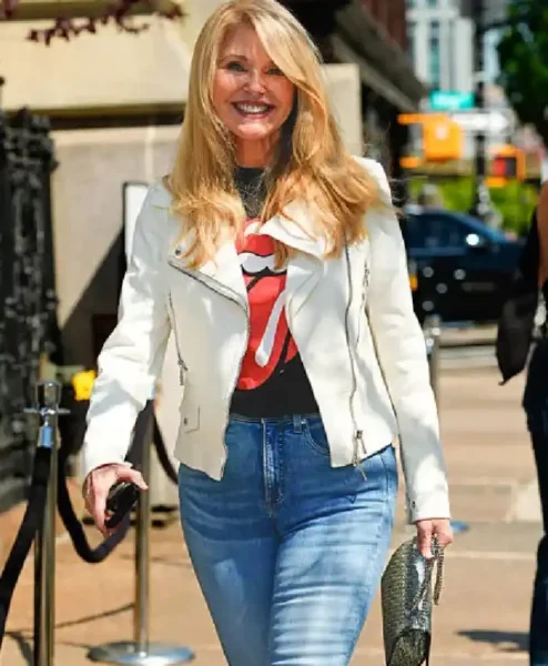 NYC 2026 Christie Brinkley Biker Leather Jacket