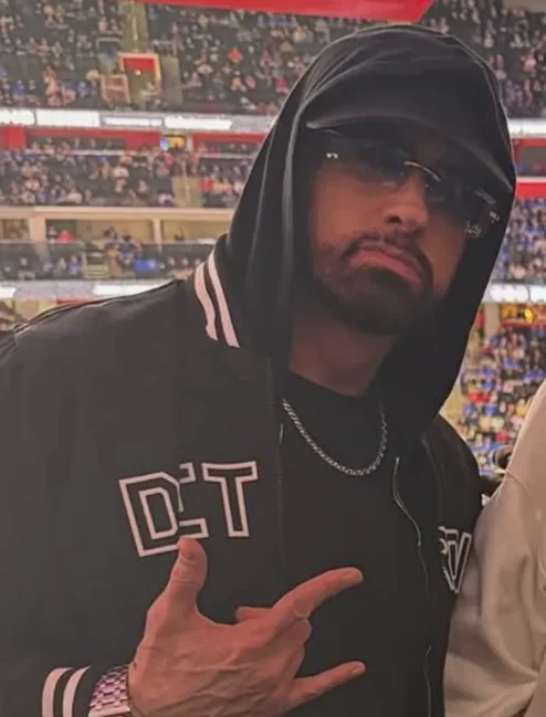 Pistons vs Cavaliers Game Eminem Detroit Black Bomber Jacket