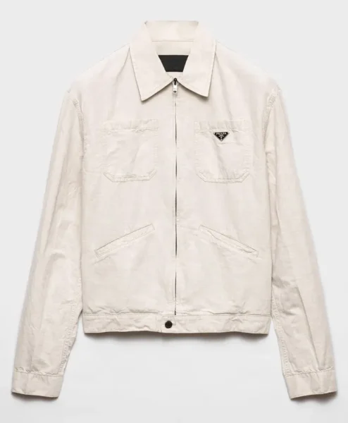 Prada Chambray Blouson White Jacket