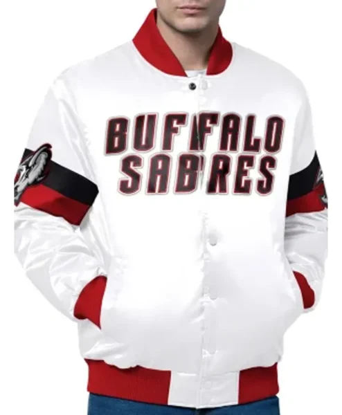 Pro Hockey Playoff Chad Michael Murray Buffalo Sabres White Sarin Varsity Jacket Front