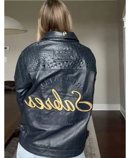 Pro Hockey Stanley Cup 2026 Buffalo Sabres Black Leather Wag Jacket Back