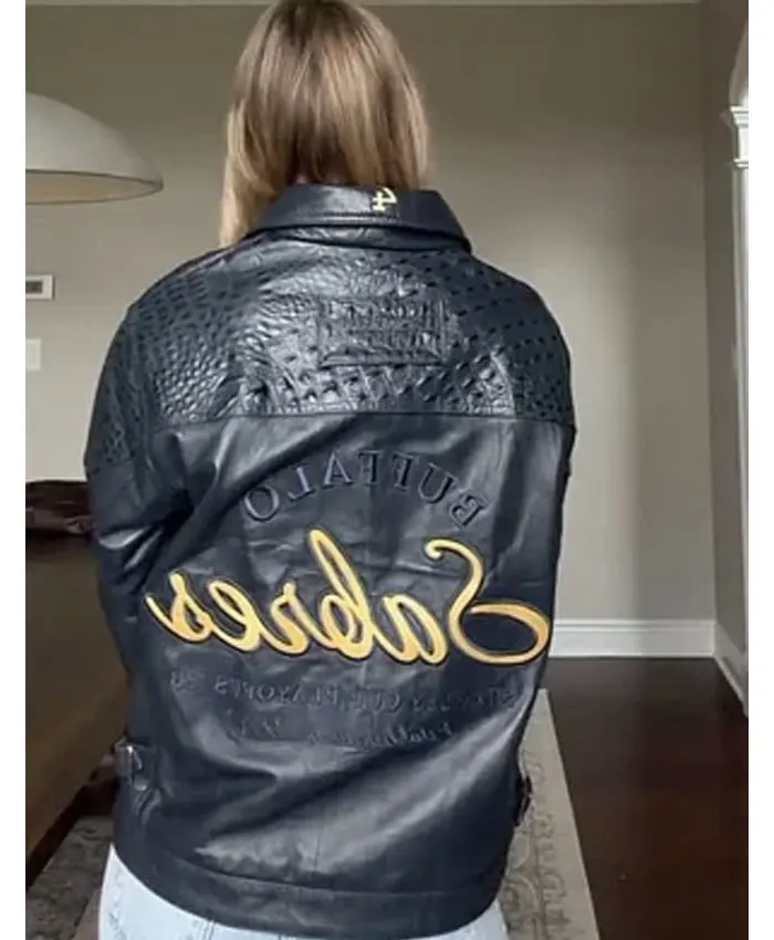 Pro Hockey Stanley Cup 2026 Buffalo Sabres Black Leather Wag Jacket Back