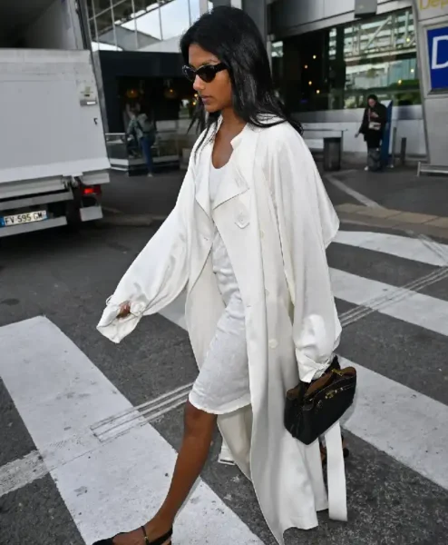 Shop Simone Ashley Arriving Nice Airport 2026 France 79th Cannes Film Festival White Trench Coat