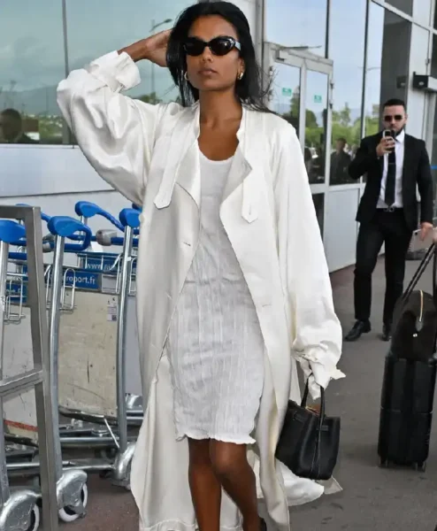 Simone Ashley 2026 Arriving Nice Airport Coat