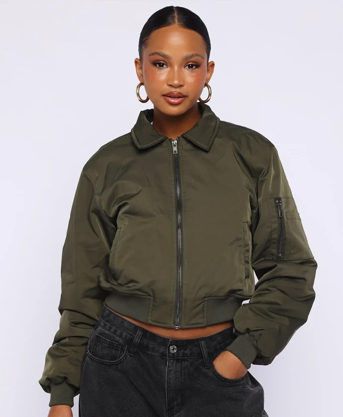 Something Forgotten Bomber Khaki Jacket