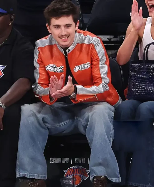 NY Knicks Playoff 2026 Timothee Chalamet Avirex Leather Jacket
