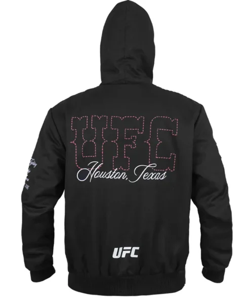 UFC Houston Texas Black Hooded Workwear Jacket Back