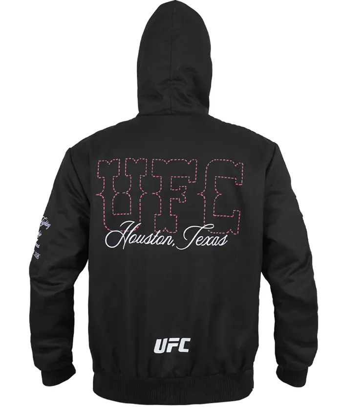 UFC Houston Texas Black Hooded Workwear Jacket Back