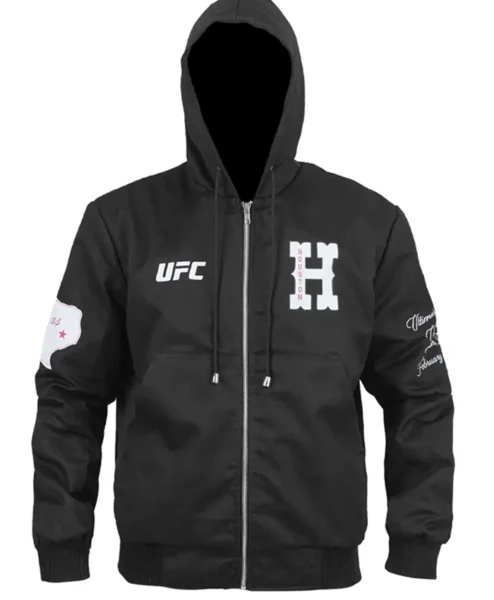 UFC Houston Texas Black Hooded Workwear Jacket Front