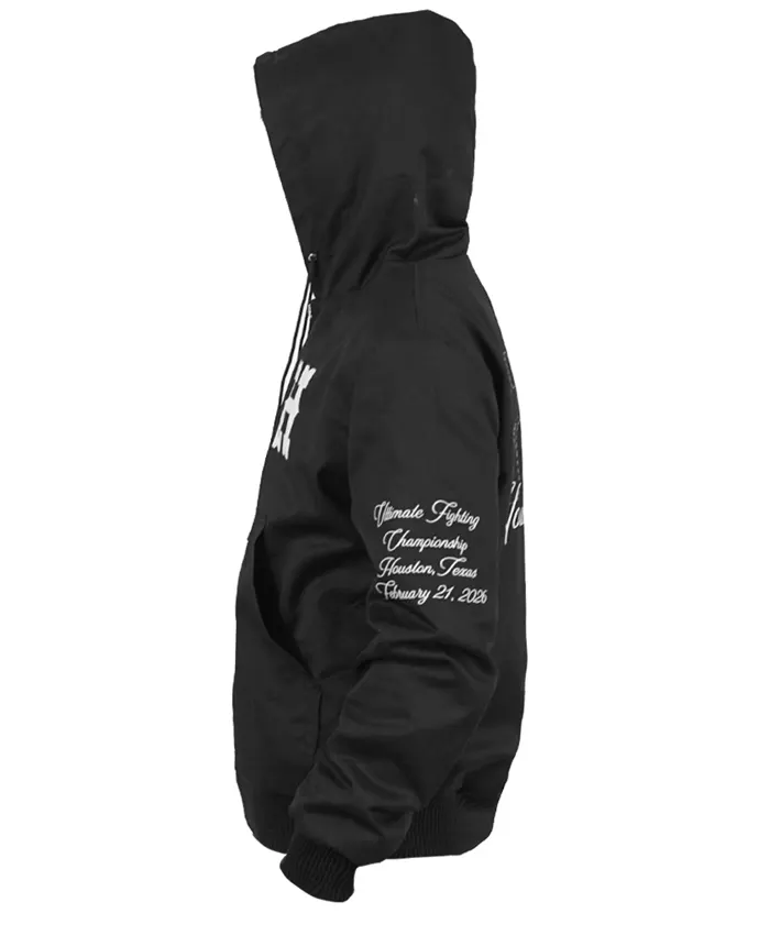 UFC Houston Texas Black Hooded Workwear Jacket Left