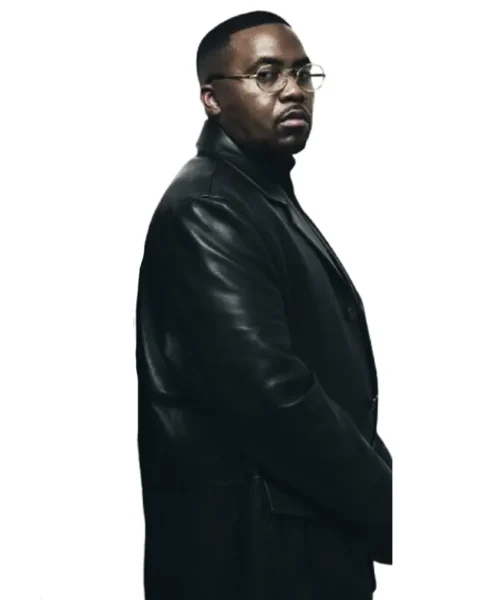 2026 Campaign Nas Black Leather Coat Front.webp
