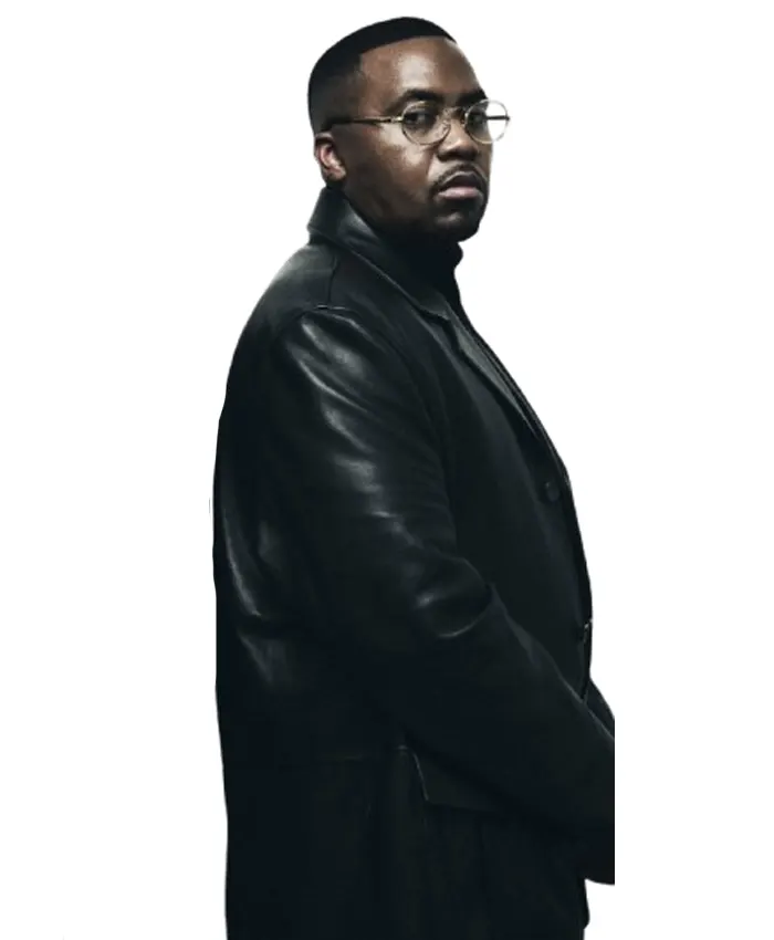 2026 Campaign Nas Black Leather Coat Front.webp